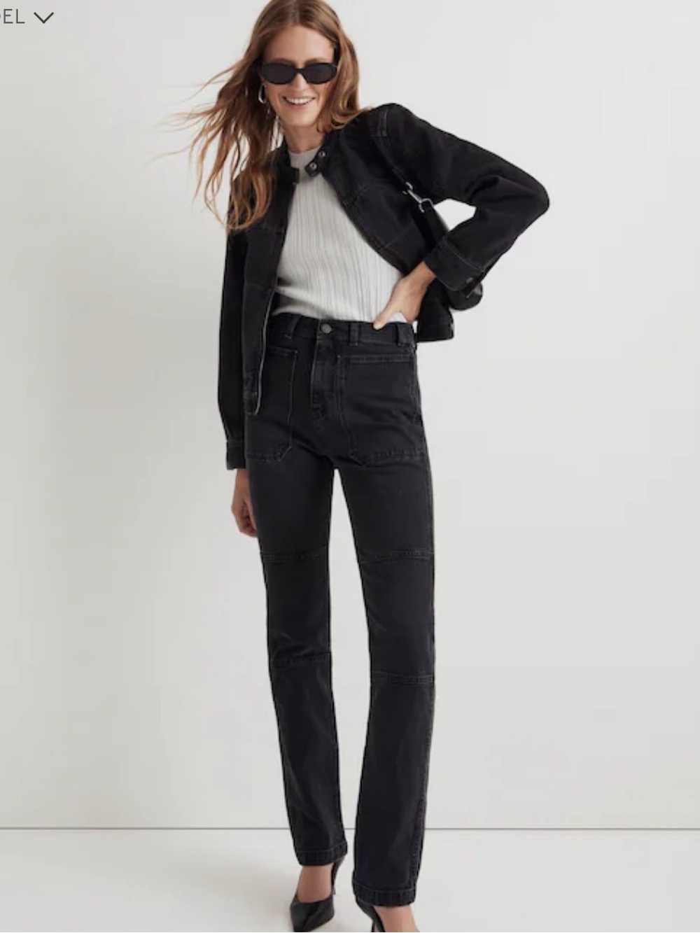 Madewell 90's Straight Jeans Black High Rise Utility Denim Pants Size 30